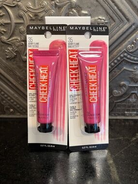 Two Maybelline Cheek Heat Gel-Cream Blush - Berry Flame (35) Bright Pink Duo